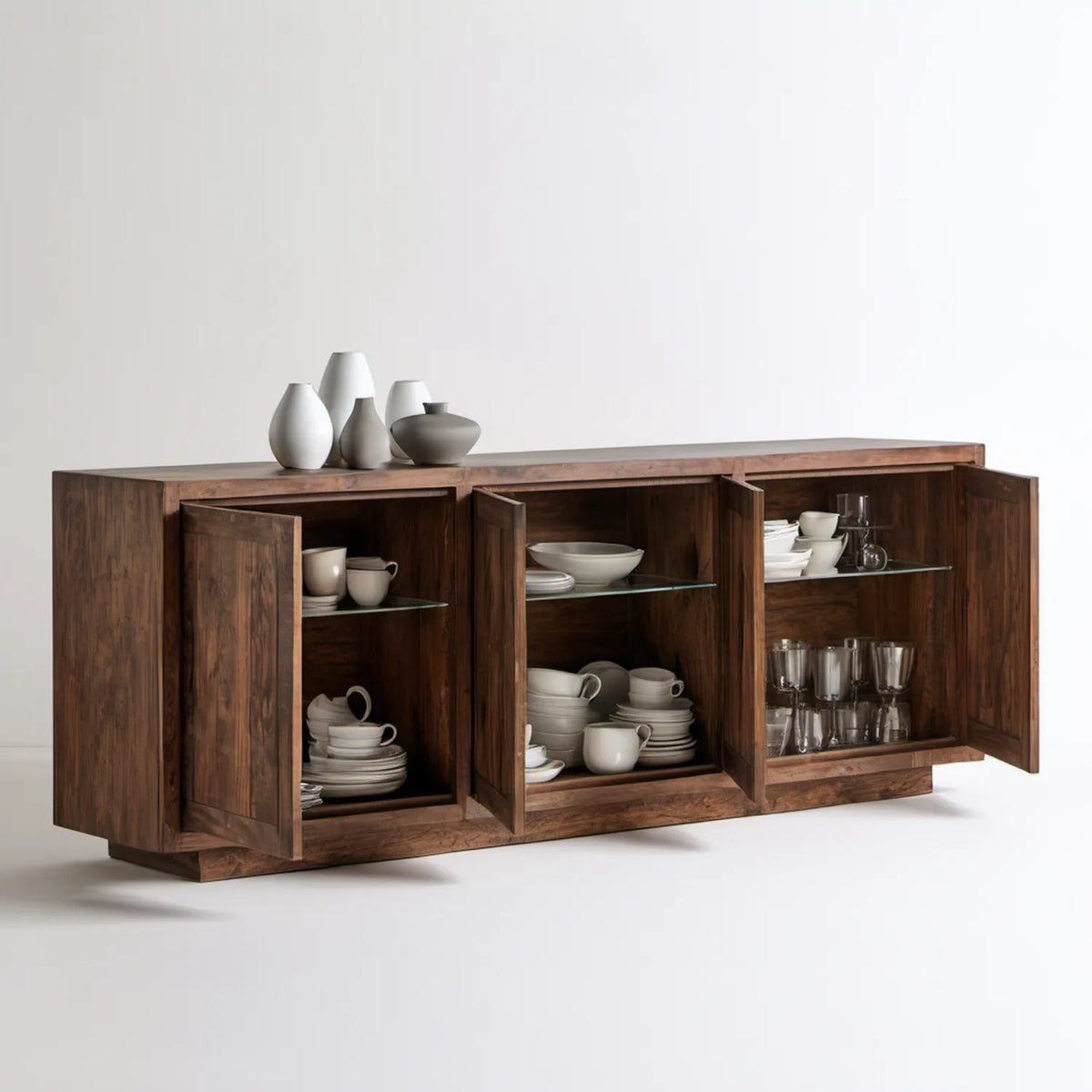 Ciemnobrązowy kredens z litego drewna mango 160 x 45 x 85 cm