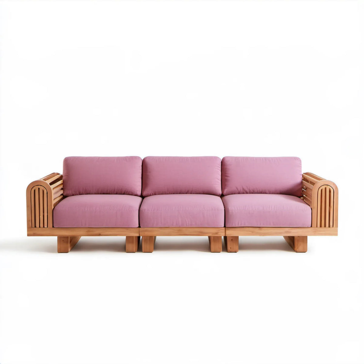 3-osobowa sofa ogrodowa z litego drewna akacjowego, różowa, 230 x 78 x 74 cm