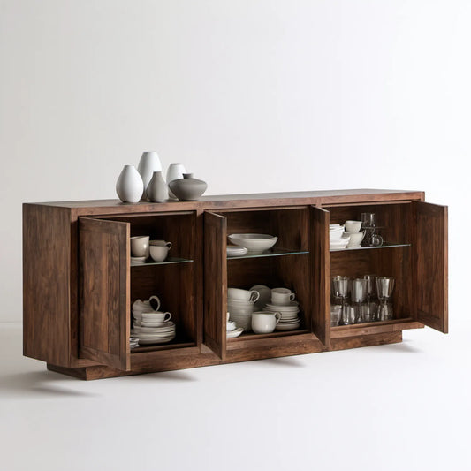 Ciemnobrązowy kredens z litego drewna mango 160 x 45 x 85 cm
